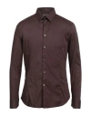Grey Daniele Alessandrini Man Shirt Dark Brown Size 16 ½ Cotton, Elastane
