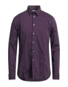 Grey Daniele Alessandrini Man Shirt Dark Purple Size 16 ½ Cotton, Polyamide, Elastane