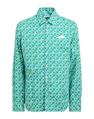Grey Daniele Alessandrini Man Shirt Deep Teal Size 16 Cotton In Green