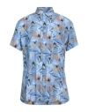 Grey Daniele Alessandrini Man Shirt Light Blue Size 16 Viscose In Blue