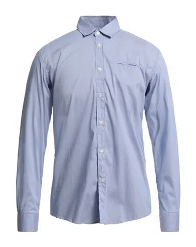 Grey Daniele Alessandrini Man Shirt Light Blue Size 17 Cotton, Polyamide, Elastane