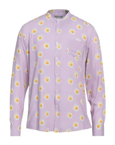 Grey Daniele Alessandrini Man Shirt Light Purple Size 17 Viscose