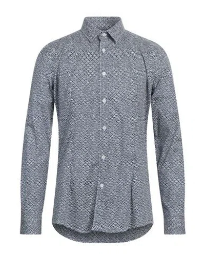 Grey Daniele Alessandrini Man Shirt Midnight Blue Size 15 ¾ Cotton, Elastane