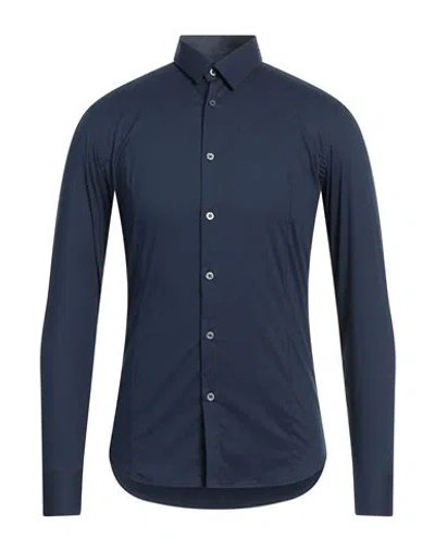 Grey Daniele Alessandrini Man Shirt Midnight Blue Size 15 ¾ Cotton, Polyamide, Elastane