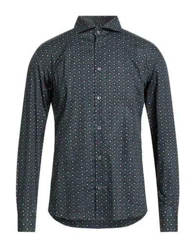 Grey Daniele Alessandrini Man Shirt Midnight Blue Size 16 Cotton In Green