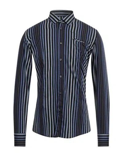 Grey Daniele Alessandrini Man Shirt Midnight Blue Size 16 Cotton