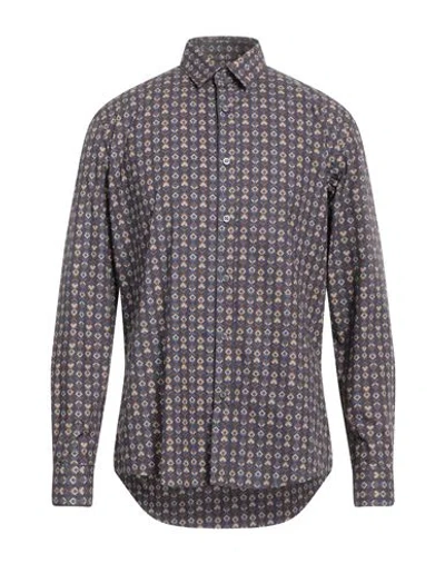 Grey Daniele Alessandrini Man Shirt Midnight Blue Size 16 Cotton