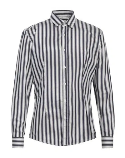 Grey Daniele Alessandrini Man Shirt Midnight Blue Size 16 ½ Cotton, Polyamide, Elastane