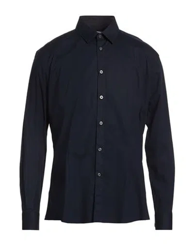 Grey Daniele Alessandrini Man Shirt Midnight Blue Size 17 Cotton, Elastane