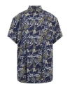Grey Daniele Alessandrini Man Shirt Midnight Blue Size 17 Viscose