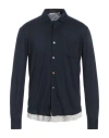 Grey Daniele Alessandrini Man Shirt Midnight Blue Size Xl Polyester, Viscose, Elastane