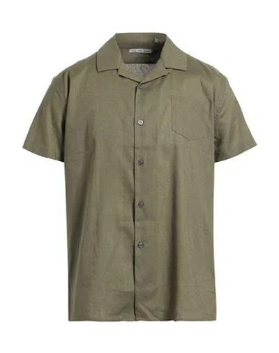 Grey Daniele Alessandrini Man Shirt Military Green Size 16 ½ Linen, Cotton In Blue