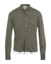 Grey Daniele Alessandrini Man Shirt Military Green Size Xl Polyester, Viscose, Elastane