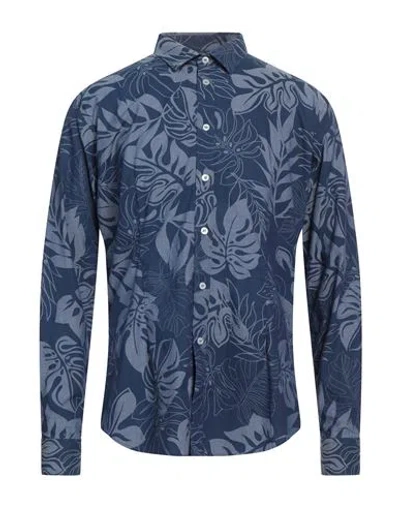 Grey Daniele Alessandrini Man Shirt Navy Size 17 Cotton In Blue