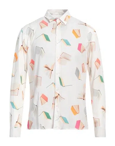 Grey Daniele Alessandrini Man Shirt Off White Size 16 Viscose