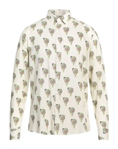 Grey Daniele Alessandrini Man Shirt Off White Size 16 Viscose