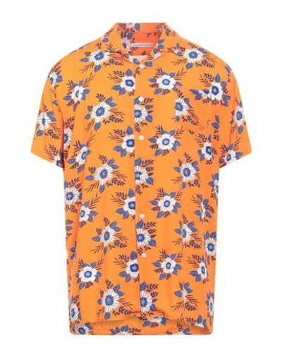 Grey Daniele Alessandrini Man Shirt Orange Size 16 ½ Viscose