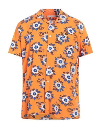 Grey Daniele Alessandrini Man Shirt Orange Size 16 Viscose