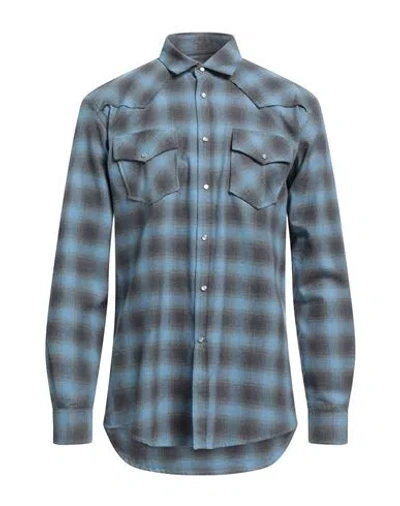 Grey Daniele Alessandrini Man Shirt Pastel Blue Size 17 Cotton