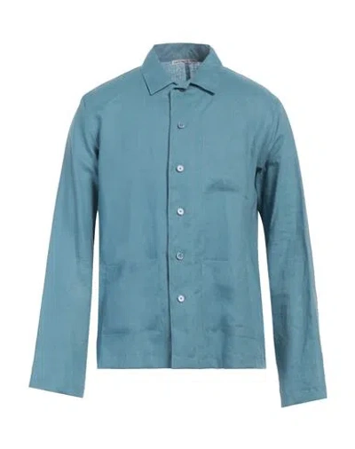 Grey Daniele Alessandrini Man Shirt Pastel Blue Size L Linen