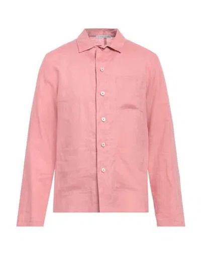 Grey Daniele Alessandrini Man Shirt Pastel Pink Size M Linen