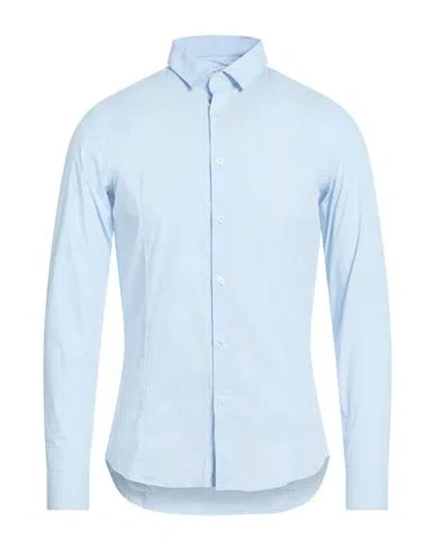 Grey Daniele Alessandrini Man Shirt Sky Blue Size 16 Cotton, Polyamide, Elastane