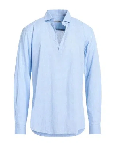 Grey Daniele Alessandrini Man Shirt Sky Blue Size 17 Linen, Cotton
