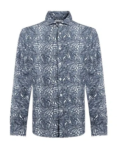 Grey Daniele Alessandrini Man Shirt Slate Blue Size 15 ½ Viscose In Multi