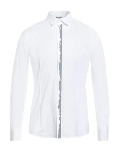 Grey Daniele Alessandrini Man Shirt White Size M Cotton, Elastane