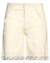 Grey Daniele Alessandrini Man Shorts & Bermuda Shorts Ivory Size 30 Cotton, Elastane, Polyester In White