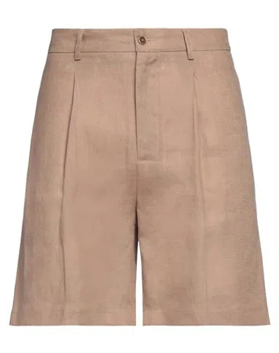 Grey Daniele Alessandrini Man Shorts & Bermuda Shorts Khaki Size 30 Linen In Brown