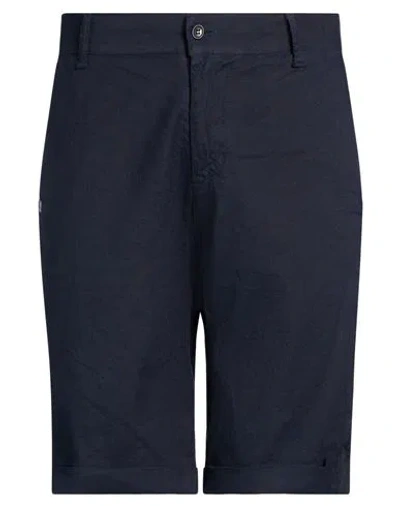 Grey Daniele Alessandrini Man Shorts & Bermuda Shorts Midnight Blue Size 31 Linen, Cotton, Elastane