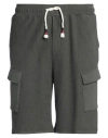 Grey Daniele Alessandrini Man Shorts & Bermuda Shorts Military Green Size 34 Cotton