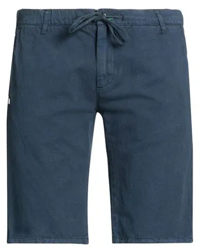 Grey Daniele Alessandrini Man Shorts & Bermuda Shorts Navy Size 34 Cotton, Linen In Blue