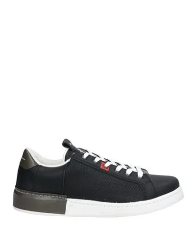 Grey Daniele Alessandrini Man Sneakers Midnight Blue Size 7 Leather