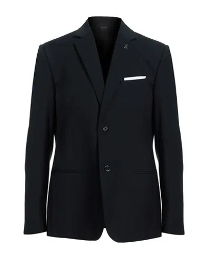 Grey Daniele Alessandrini Man Suit Jacket Navy Blue Size 44 Polyester, Viscose, Elastane