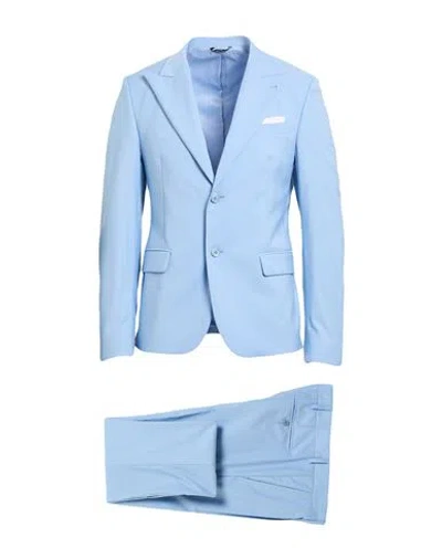 Grey Daniele Alessandrini Man Suit Sky Blue Size 40 Polyester, Viscose, Elastane