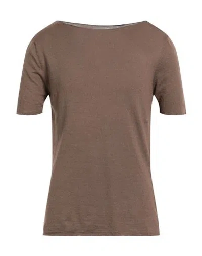 Grey Daniele Alessandrini Man Sweater Brown Size 38 Linen, Cotton