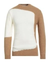 Grey Daniele Alessandrini Man Sweater Camel Size 38 Acrylic, Viscose, Wool, Alpaca Wool In Sand
