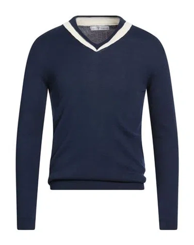 Grey Daniele Alessandrini Man Sweater Navy Size 36 Cotton In Blue