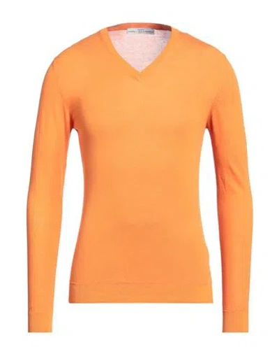 Grey Daniele Alessandrini Man Sweater Orange Size 42 Cotton In Pattern