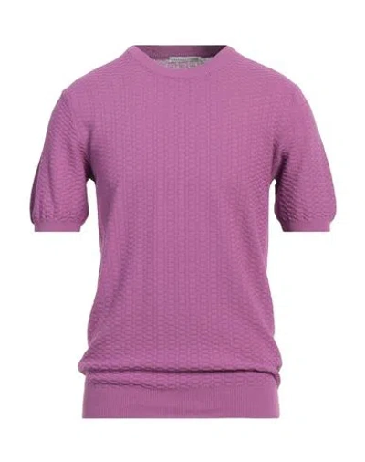 Grey Daniele Alessandrini Man Sweater Purple Size 42 Cotton