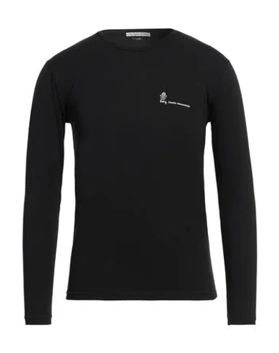 Grey Daniele Alessandrini Man T-shirt Black Size S Cotton, Elastane In Black