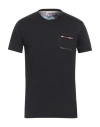 Grey Daniele Alessandrini Man T-shirt Black Size S Polyester, Viscose, Elastane