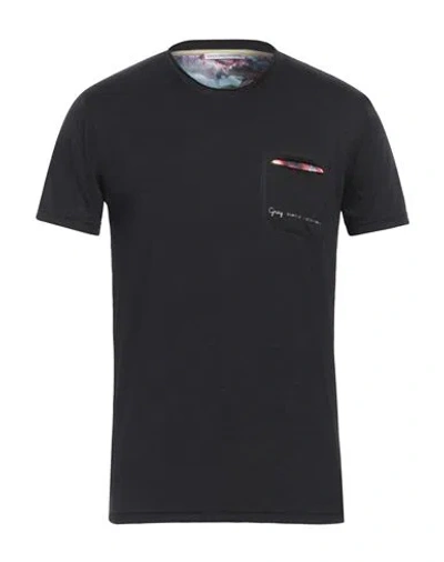 Grey Daniele Alessandrini Man T-shirt Black Size S Polyester, Viscose, Elastane