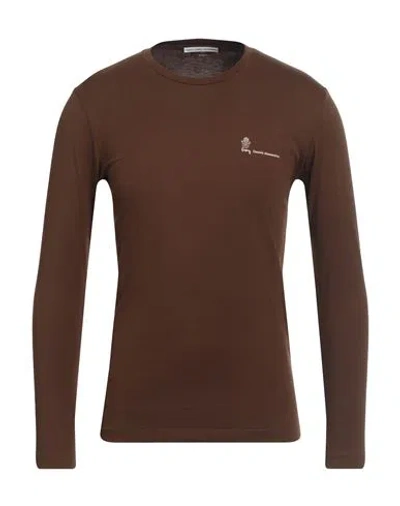 Grey Daniele Alessandrini Man T-shirt Brown Size S Cotton, Elastane