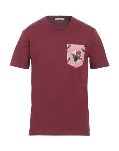 Grey Daniele Alessandrini Man T-shirt Burgundy Size M Cotton In Brown