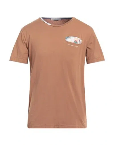 Grey Daniele Alessandrini Man T-shirt Camel Size L Cotton In Beige