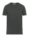 Grey Daniele Alessandrini Man T-shirt Dark Green Size M Cotton In Black