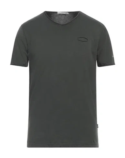 Grey Daniele Alessandrini Man T-shirt Dark Green Size M Cotton In Black